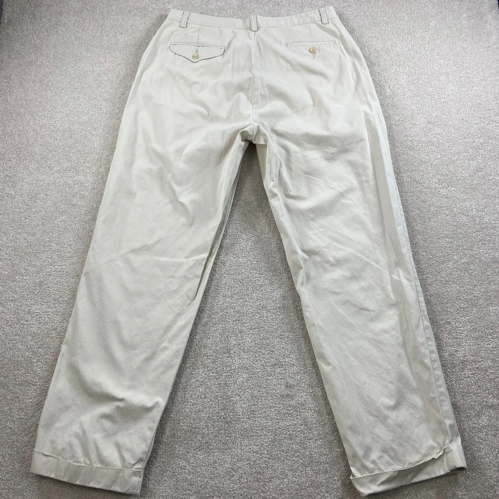 Polo Ralph Lauren Hammond Pant Men 33x30 Tan Beige Pleated Cuffed Chinos